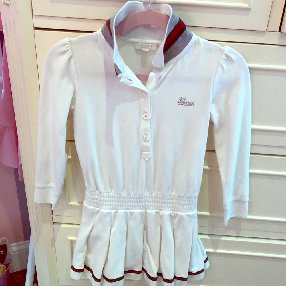 Authentic Gucci Girls White Tennis Dress Sz 4